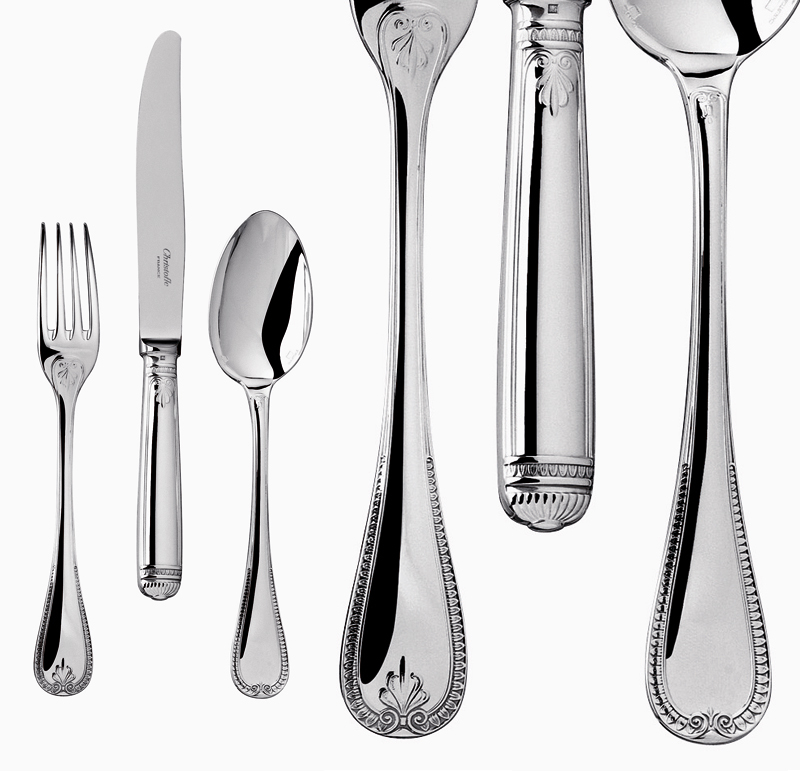 Christofle Sterling Silver Malmaison Pastry Fork 1418-046 In Silver