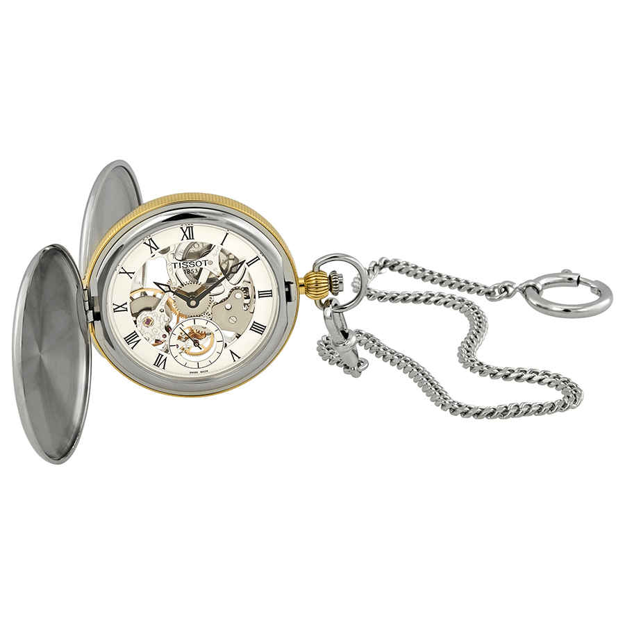 Tissot Bridgeport Mechanical Pocket Watch T859.405.29.273.00 In Two Tone  / Black / Rose / Silver / Skeleton