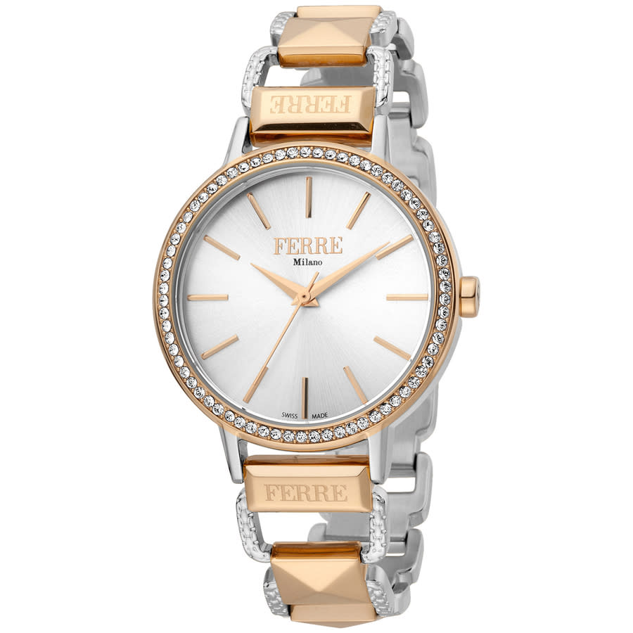 Shop Ferre Milano Classic Quartz Silver Dial Ladies Watch Fm1l173m0101 In Two Tone  / Gold Tone / Rose / Rose Gold Tone / Silver