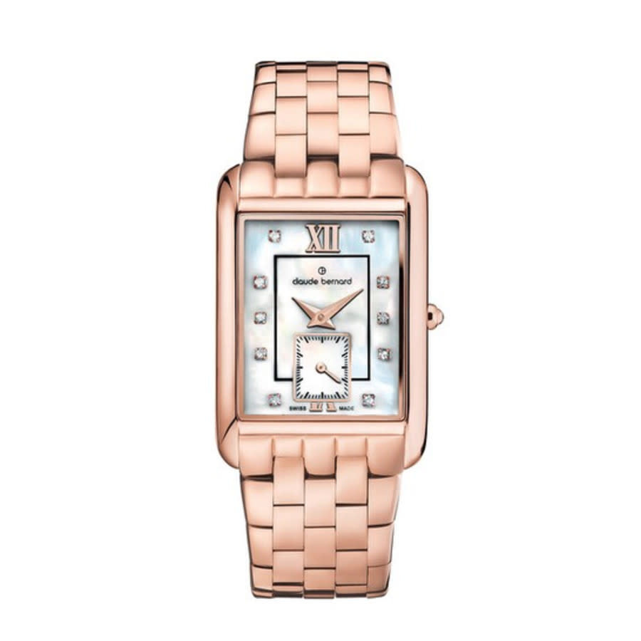 Claude Bernard Crystal Ladies Watch 23097 37rm Napr In Gold Tone / Mop / Mother Of Pearl / Rose / Rose Gold Tone