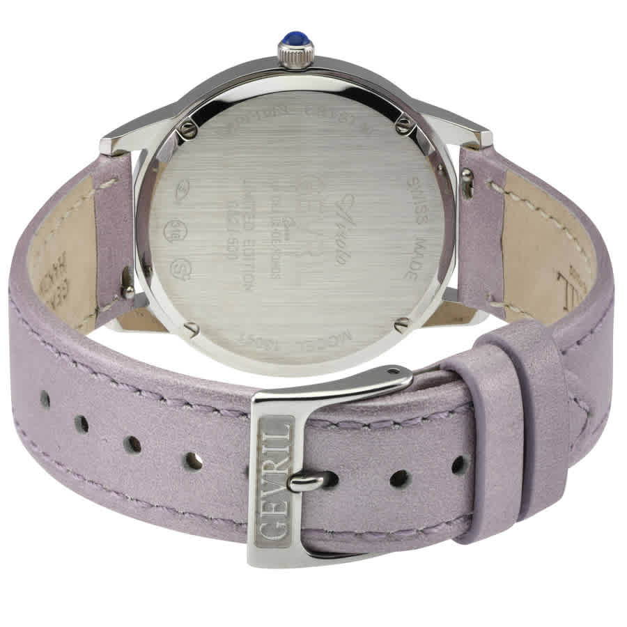 Shop Gevril Airolo Diamond Mother Of Pearl Dial Ladies Watch 13041 In Blue / Mop / Mother Of Pearl / Purple