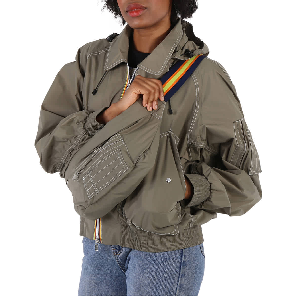 Kway Ladies Green Asa Nylon Bomber Jacket In N/a