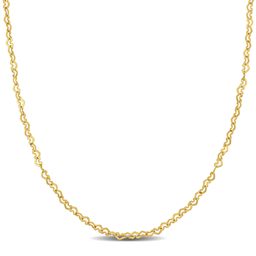 Amour 2mm Heart Link Necklace In 14k Yellow Gold - 14 In In Yellow
