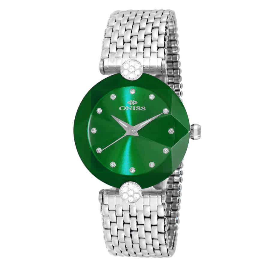 Oniss On8777s Green Dial Ladies Watch Onj8777-0lgn In Green,silver Tone