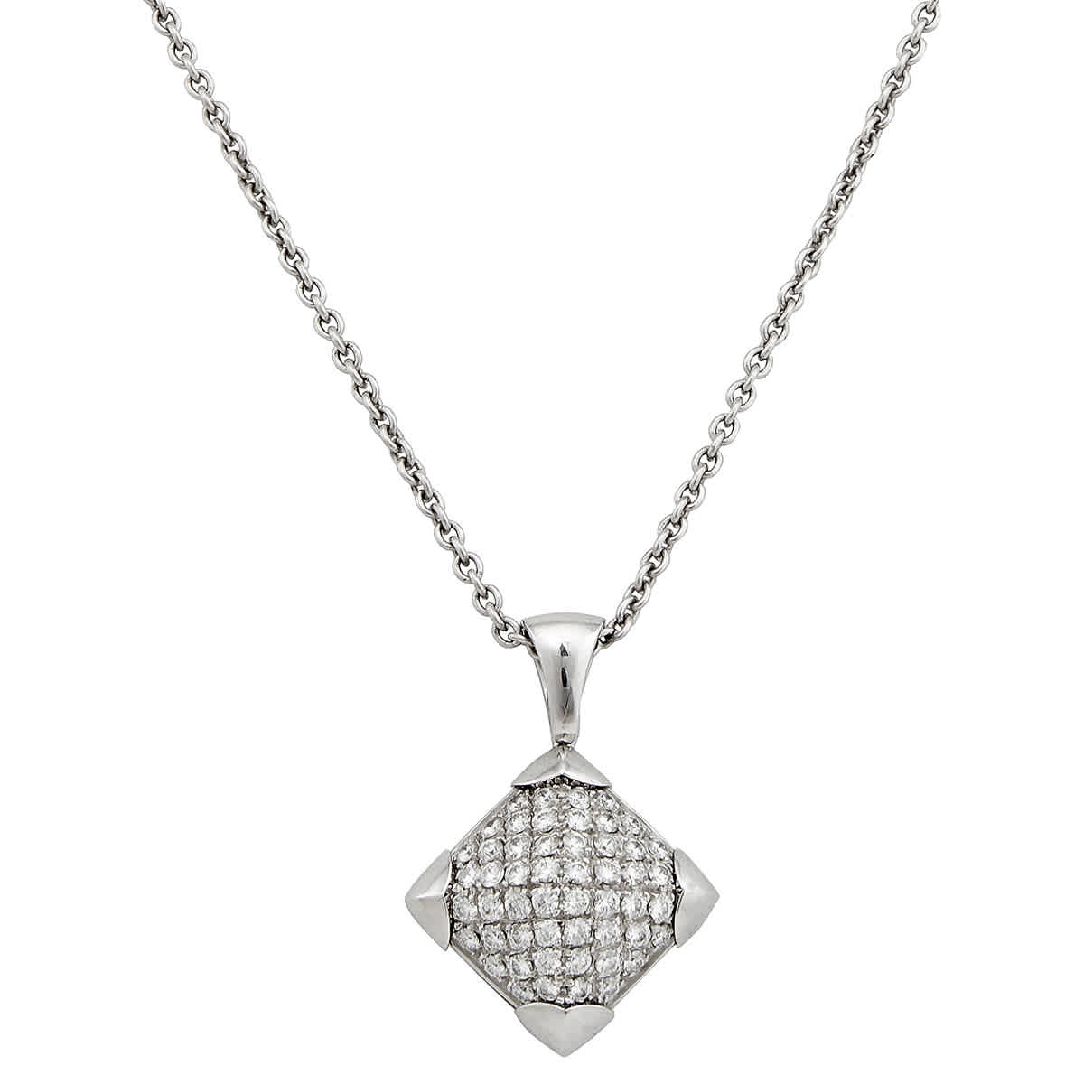 Bvlgari 18k White Gold Diamond Pyramid Pendant Necklace In White Gold
