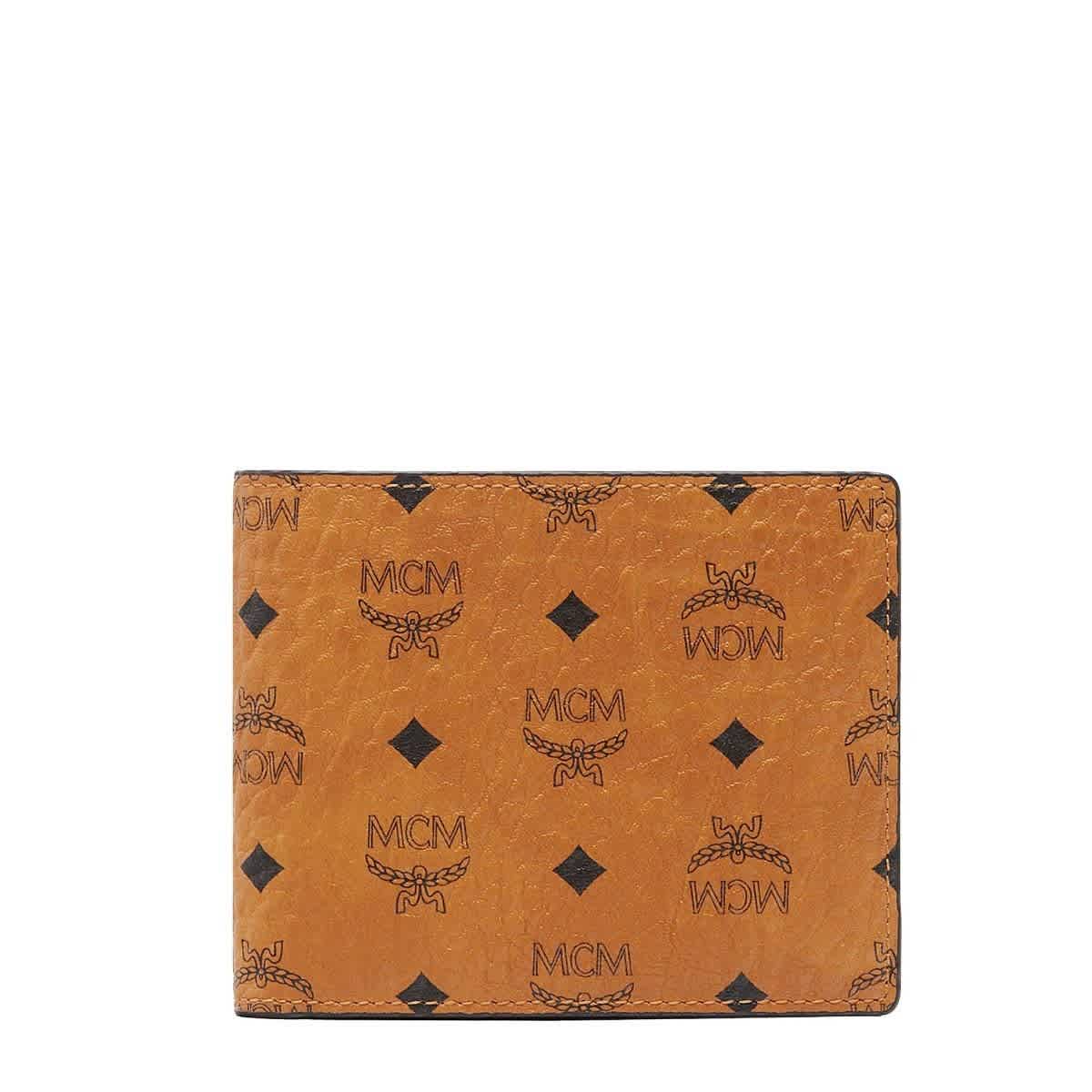 Mcm Mens Bifold Wallet With Card Case In Visetos Original In Brown
