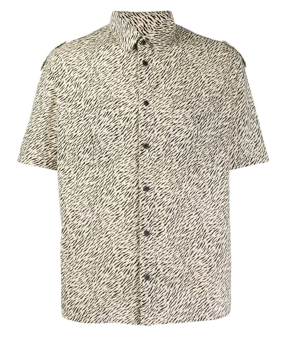Saint Laurent Zebra Printed Short Sleeve Shirt In N,a