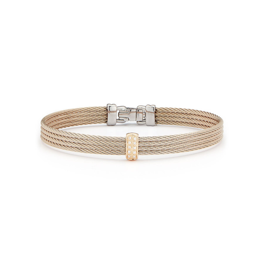 Alor Carnation Cable Barred Bracelet With 18kt Rose Gold & Diamonds In Rose Gold-tone