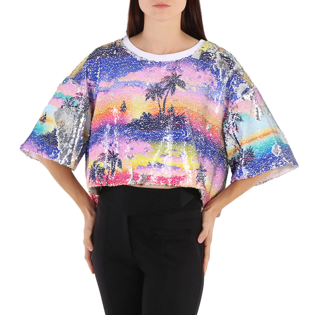 Ksenia Schnaider Hawaii Sequin Top In Multicolor
