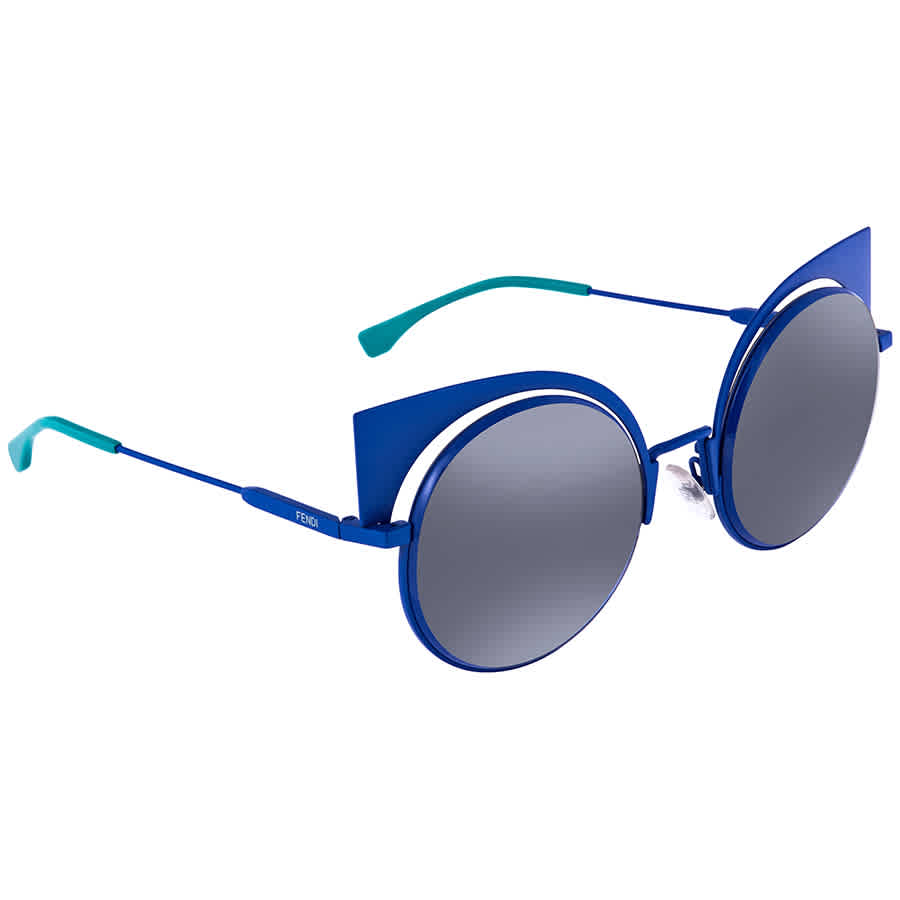 FENDI EYESHINE BLUE MIRROR CAT EYE LADIES SUNGLASSES FF 0177/S 27F53HL