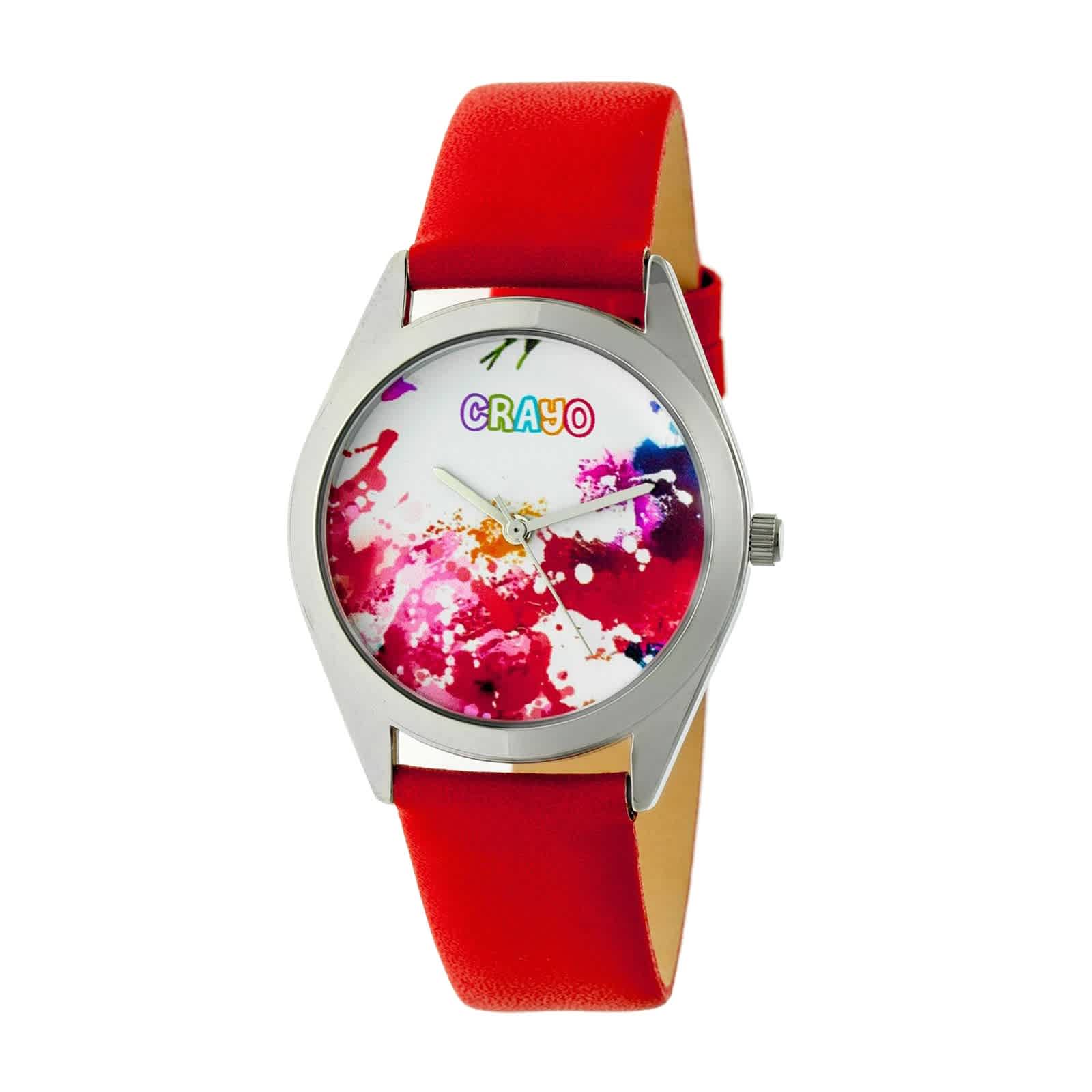 Crayo Graffiti Dial Red Leather Watch Cracr4002