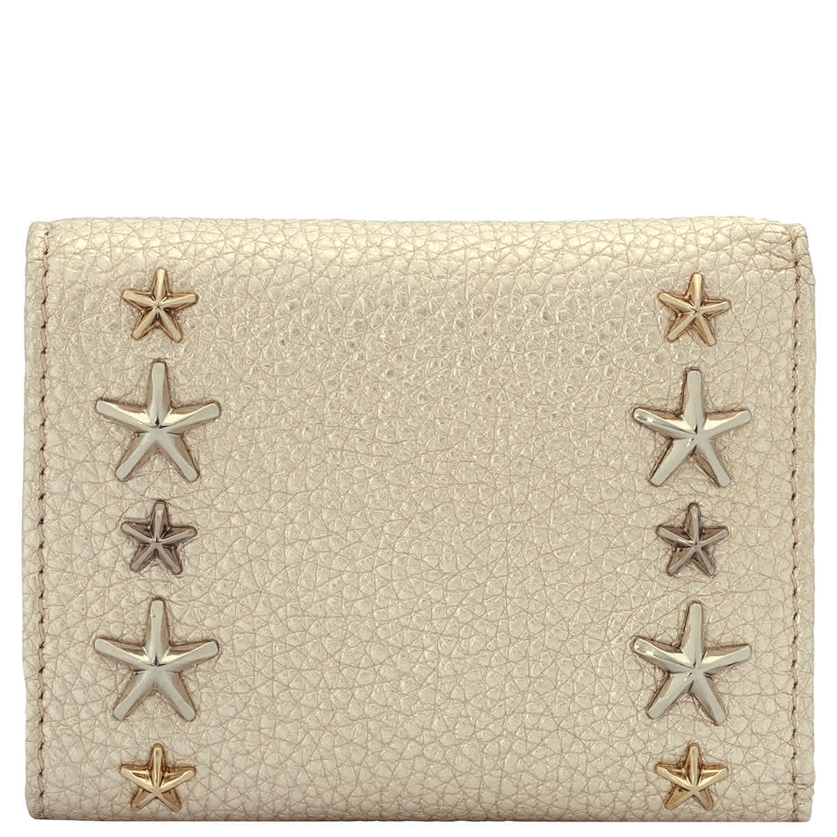 Shop Jimmy Choo Ladies Nemo Ligh Gold Mix Leather Star Tri-fold Wallet