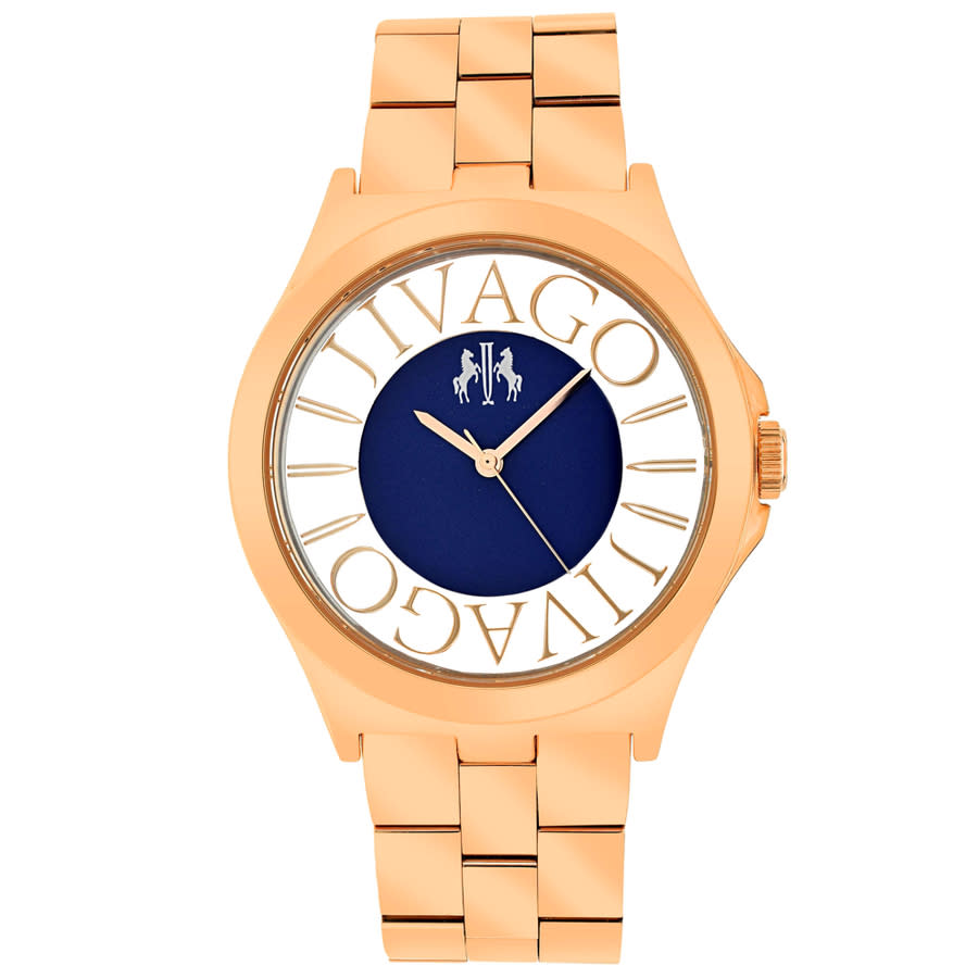 Shop Jivago Fun Blue Dial Rose Gold-tone Ladies Watch Jv8412 In Blue / Gold / Gold Tone / Rose / Rose Gold / Rose Gold Tone