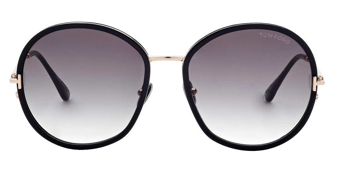 Tom Ford Gradient Smoke Round Ladies Sunglasses Ft0946 01b 58 In Black