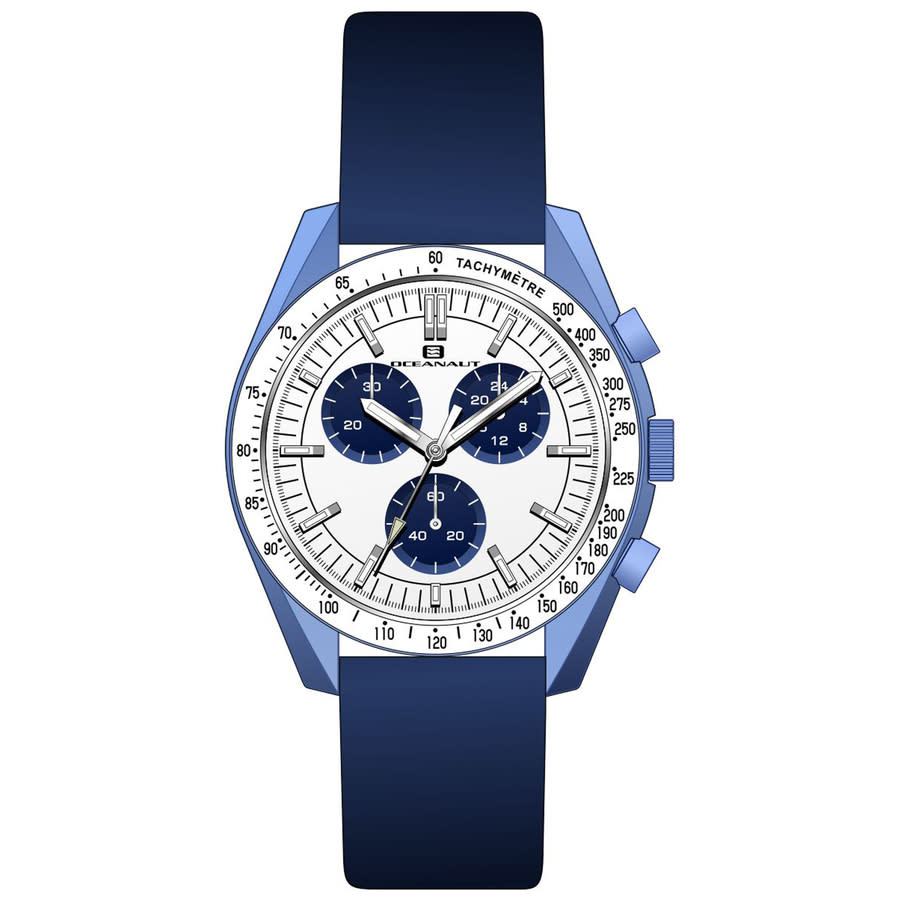 Shop Oceanaut Orbit Chronograph Quartz White Dial Men's Watch Oc7585 In Blue / White