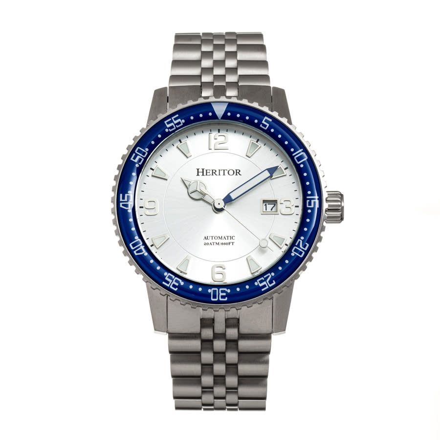 Heritor Dominic Automatic Silver Dial Mens Watch Herhr9801 In Blue,silver Tone