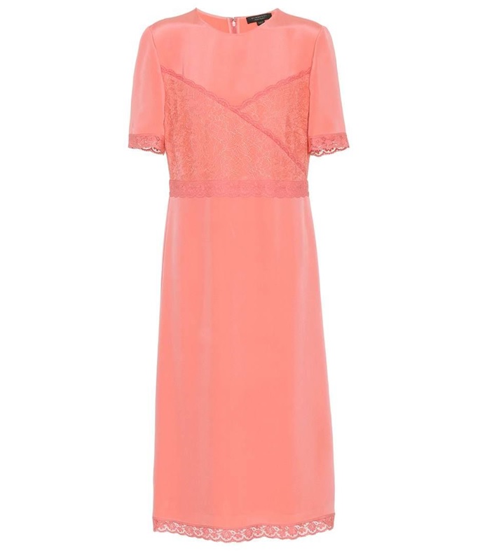 Burberry Silk Surplice Overlay Dress In Coral Red
