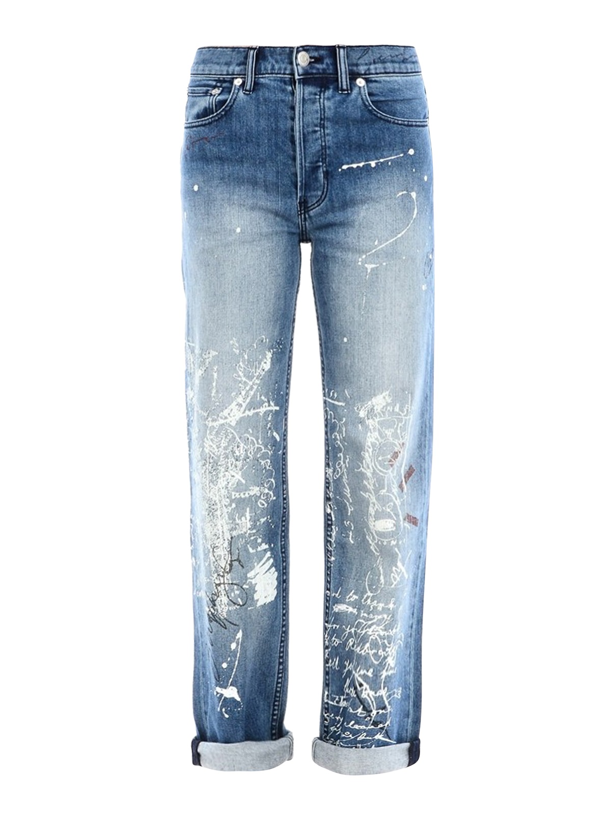 BURBERRY LADIES GRAFFITI STRAIGHT HIGH-RISE JEANS