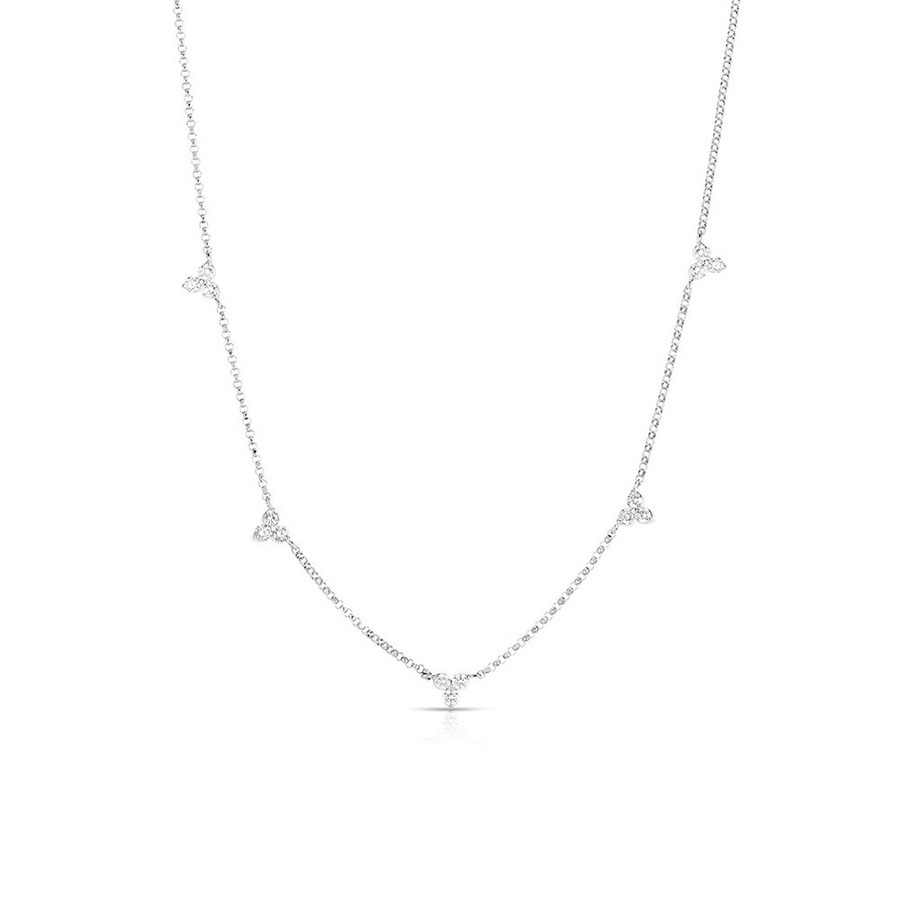 Roberto Coin Diamonds By The Inch 5 Station Diamond Necklace In White Gold - 0.45ctw - 7773261aw17x