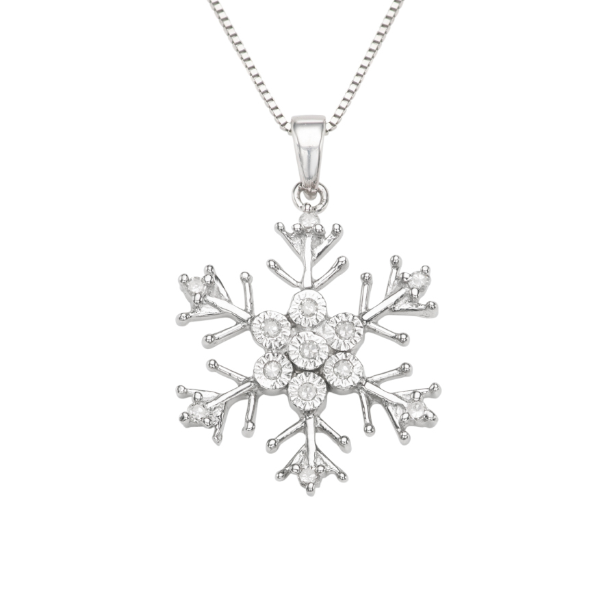 HETAL DIAMONDS 0.11CTTW DIAMOND SNOWFLAKE NECKLACE IN STERLING SILVER