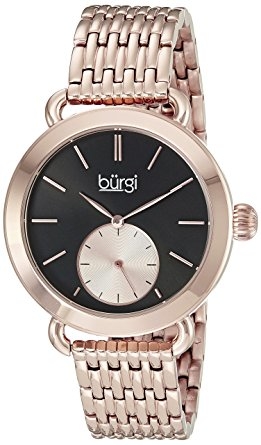 Burgi Black Dial Ladies Rose Gold Tone Watch Bur153rg In Black / Gold / Gold Tone / Rose / Rose Gold / Rose Gold Tone