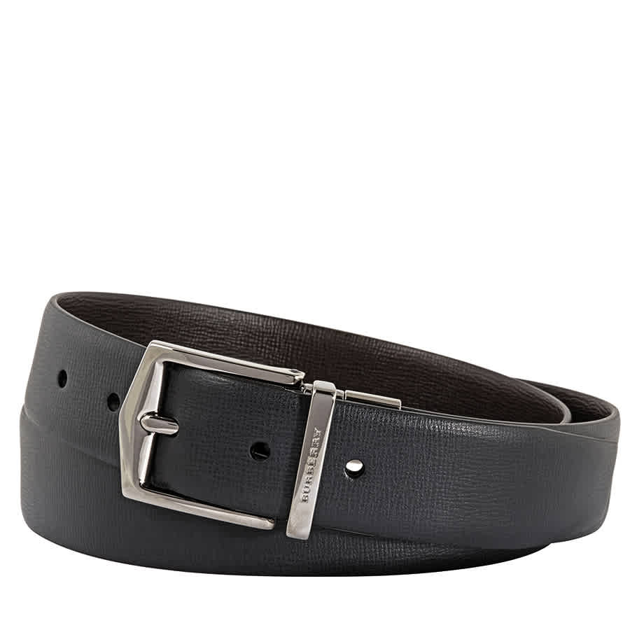 Burberry Mens London Leather Chocolate/black Belt In Black,brown