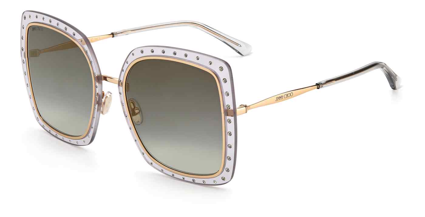 JIMMY CHOO JIMMY CHOO GREY GOLD SQUARE LADIES SUNGLASSES DANY/S 0FT3/FQ 56