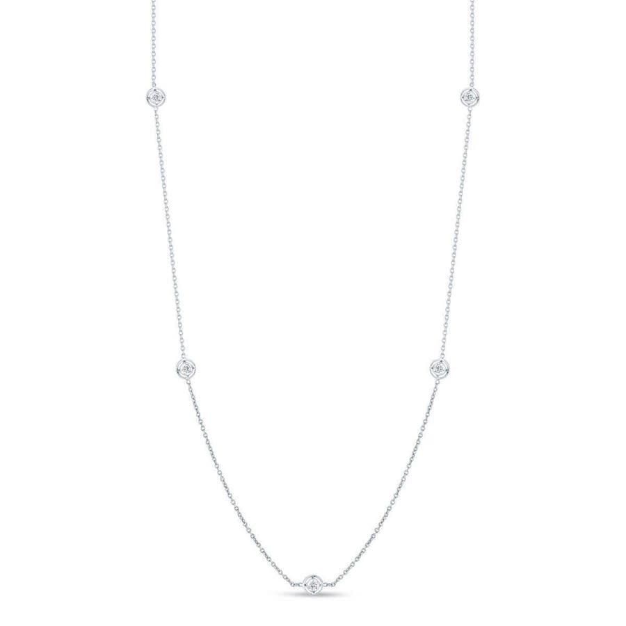 Roberto Coin Diamonds By The Inch 7-station Diamond Necklace 18k White Gold In White