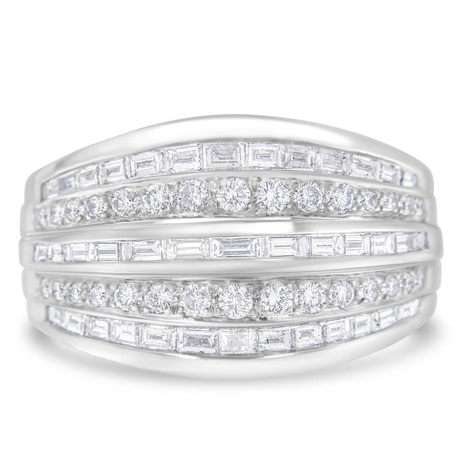 Haus Of Brilliance 14kt White Gold 1 1/4ct Tdw Round And Baguette Cut Diamond Modern Band Ring (h-i In Gold Tone,white