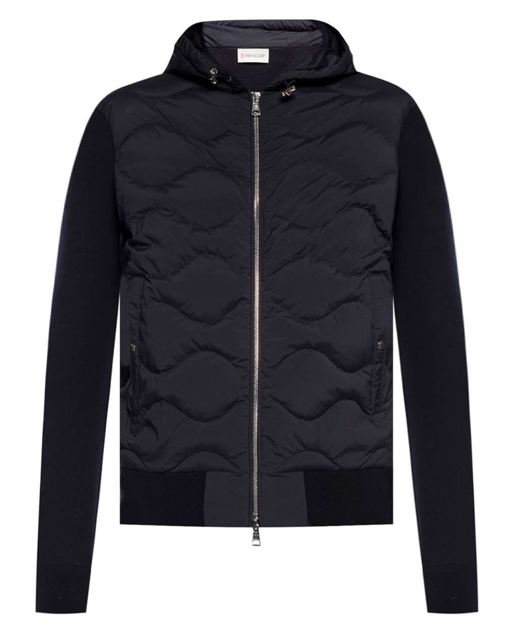 Moncler Quilted Lined Sweater In Blue