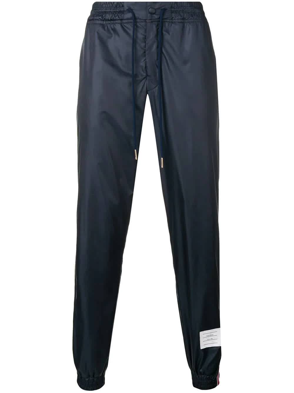 Thom Browne Drawstring Flyweight Ripstop Track Pants In Blue,brown