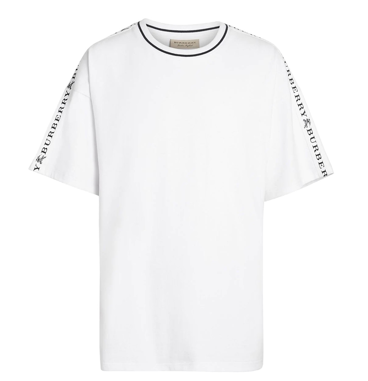 Click to view more detailed imagery on our partner's website Burberry Short Sleeve Tape Detail Cotton T-shirt In White