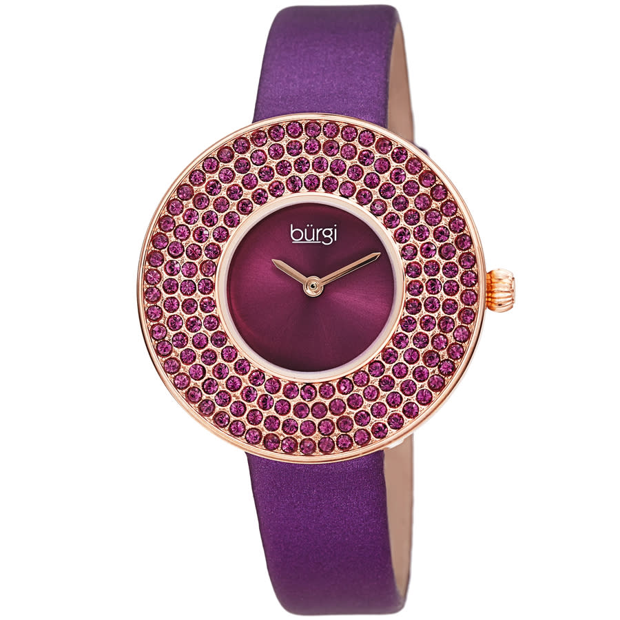 Burgi Quartz Purple Dial Purple Satin Ladies Watch Bur270pu In Brass / Gold Tone / Purple / Rose / Rose Gold Tone