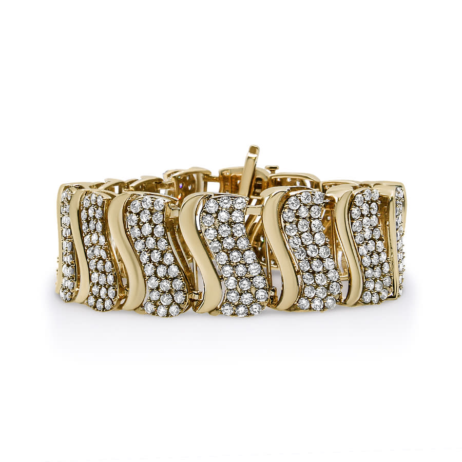 Haus of Brilliance 14K Yellow Gold 15.0 Cttw Diamond Chevron Wave 7.25'' Inch Link Bracelet (J-K Color, I1-I2 Clarity)