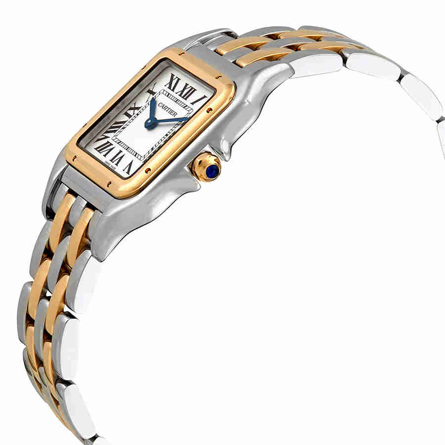 Shop Cartier Panthere Medium Model Silver Dial Ladies Watch W2pn0007 In Blue / Gold / Silver / Yellow