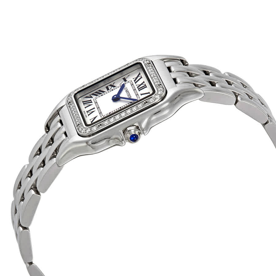 Shop Cartier Panthere Diamond Silver Dial Ladies Watch W4pn0008 In Blue / Silver