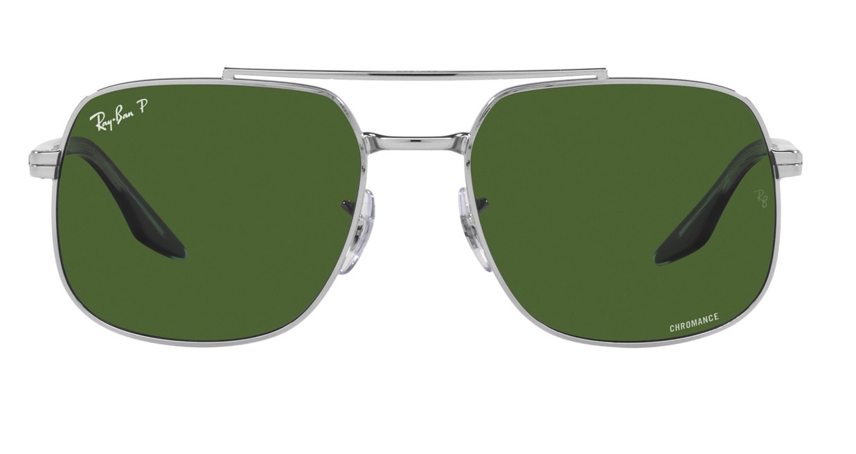 Ray Ban Sunglasses Unisex Rb3699 - Black On Transparent Frame Green Lenses Polarized 59-18 In Dark / Green / Silver