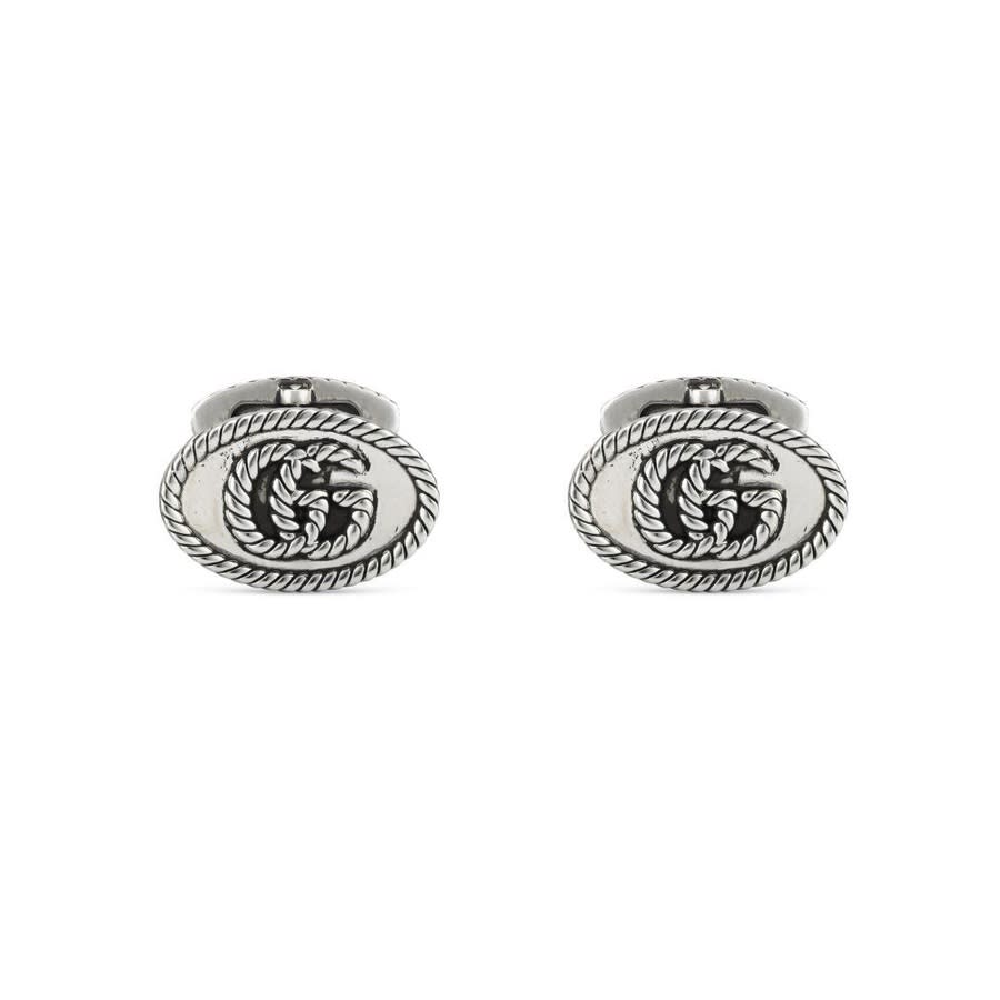 Shop Gucci Double G Cufflinks In Silver-tone