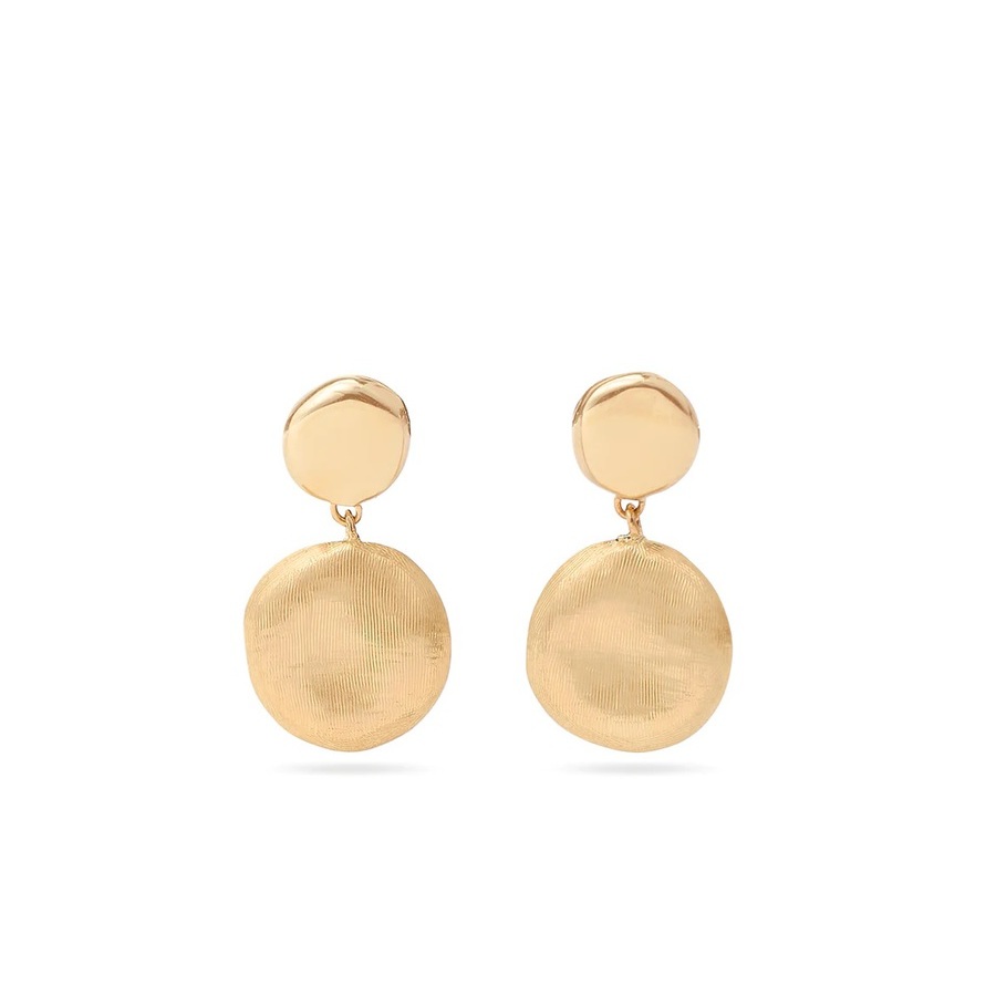 Marco Bicego Jaipur Collection 18k Yellow Gold Engraved And Polished Double Drop Earrings - Ob1775