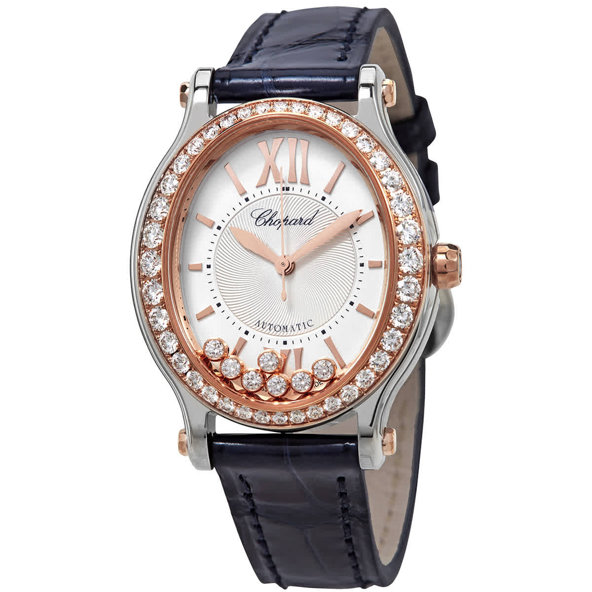Chopard Happy Sport Diamond White Dial Ladies Watch 278602-6003 In Black,gold Tone,pink,rose Gold Tone,silver Tone,white