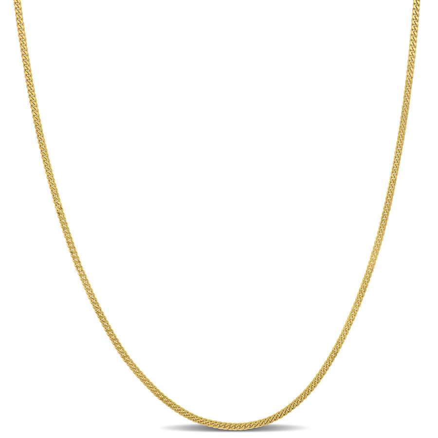 Amour 1mm Diamond Cut Flat Curb Link Chain Necklace In 14k Yellow Gold- 16 In