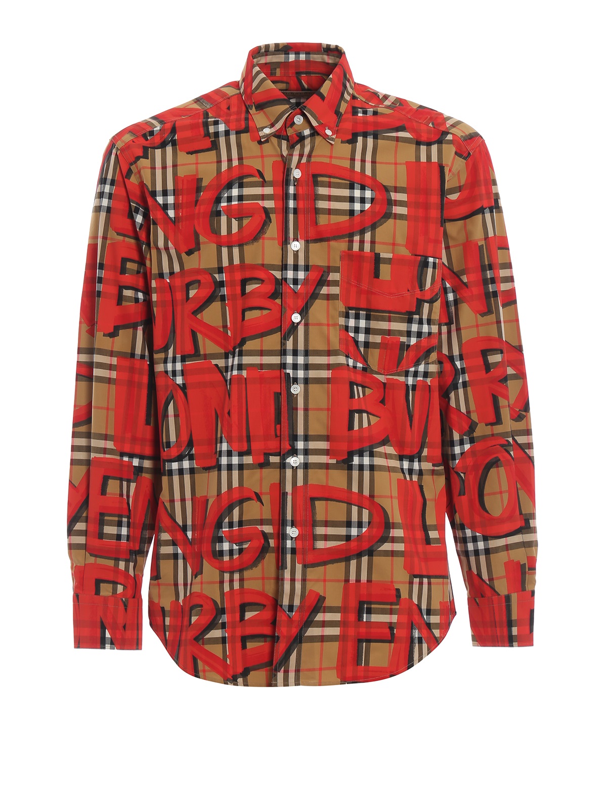 Click to view more detailed imagery on our partner's website Burberry Mens Graffiti Print Check Cotton Jameson Shirt In N,a