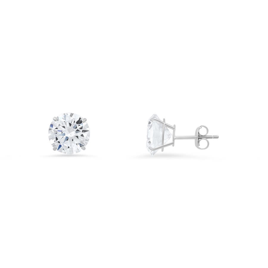 Kylie Harper 10k White Gold Petite 4mm Round-cut Cubic Zirconia Cz Stud Earrings In White