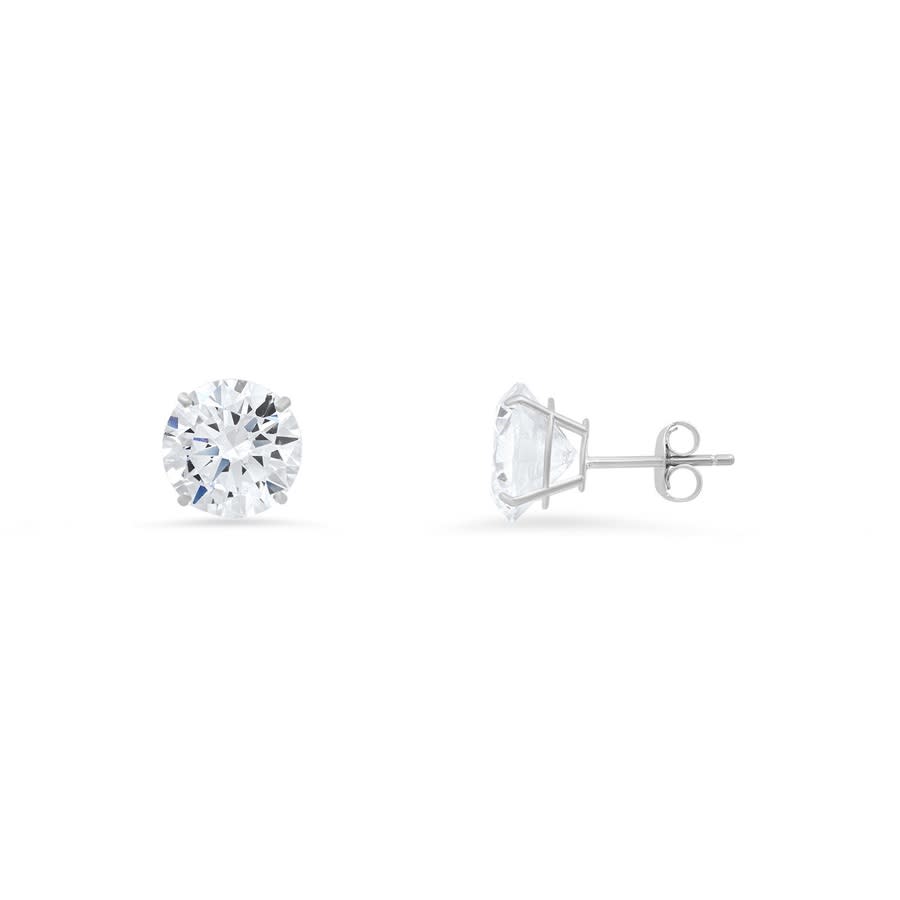 Kylie Harper 10k White Gold Petite 4mm Round-cut Cubic Zirconia Cz Stud Earrings