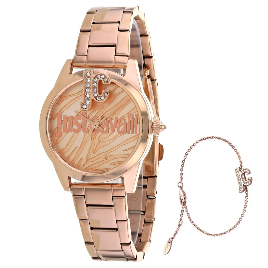 Shop Just Cavalli Logo Rose Gold-tone Dial Ladies Watch Jc1l099m0075 In Gold / Gold Tone / Rose / Rose Gold / Rose Gold Tone