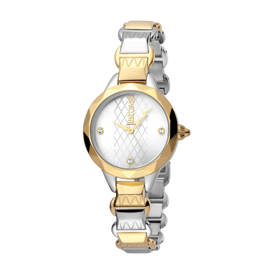 Just Cavalli Estro Quartz Silver Dial Ladies Watch Jc1l033m0055 In Gold Tone,silver Tone,two Tone,yellow