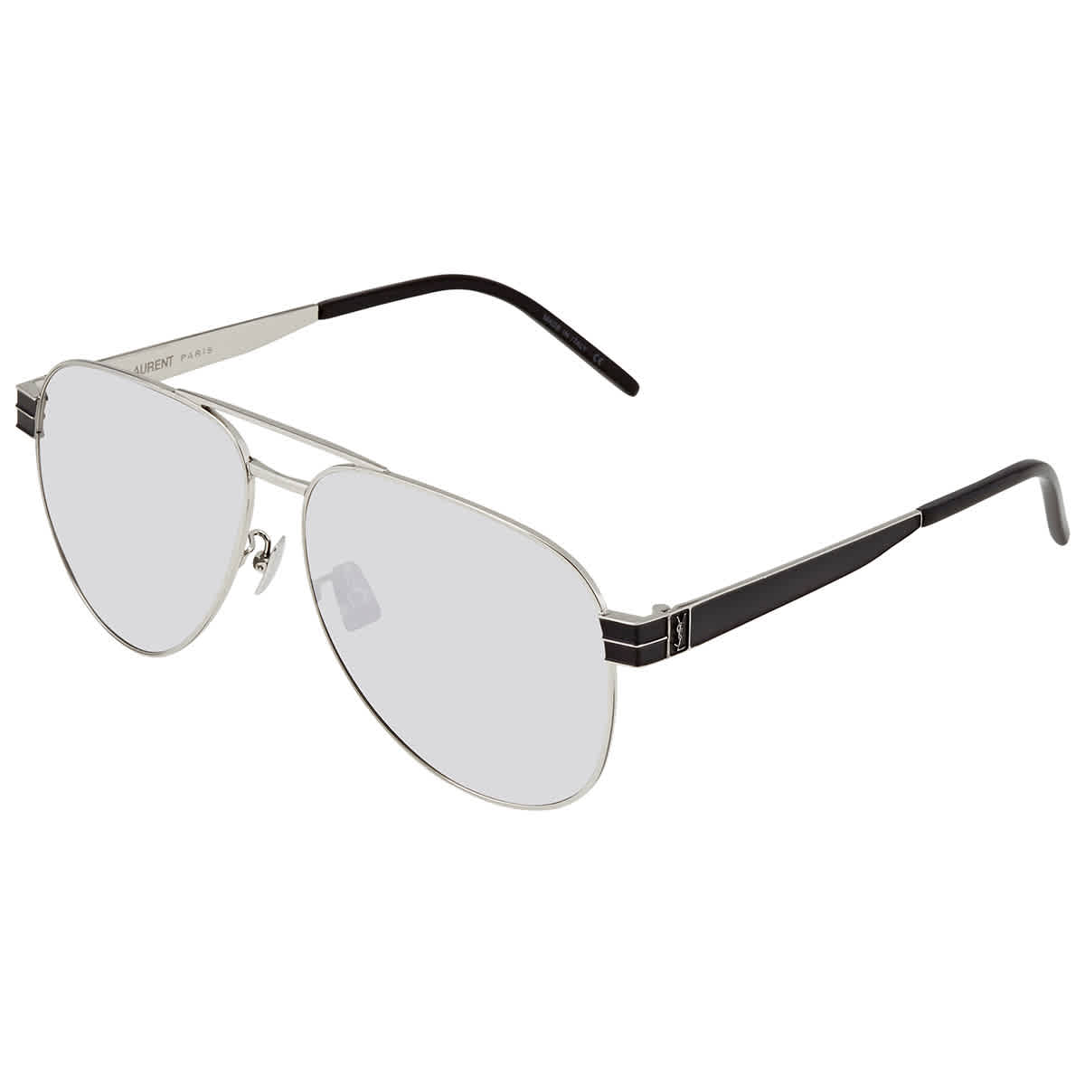 Saint Laurent Grey Aviator Sunglasses Sl M5300360 In Black,grey