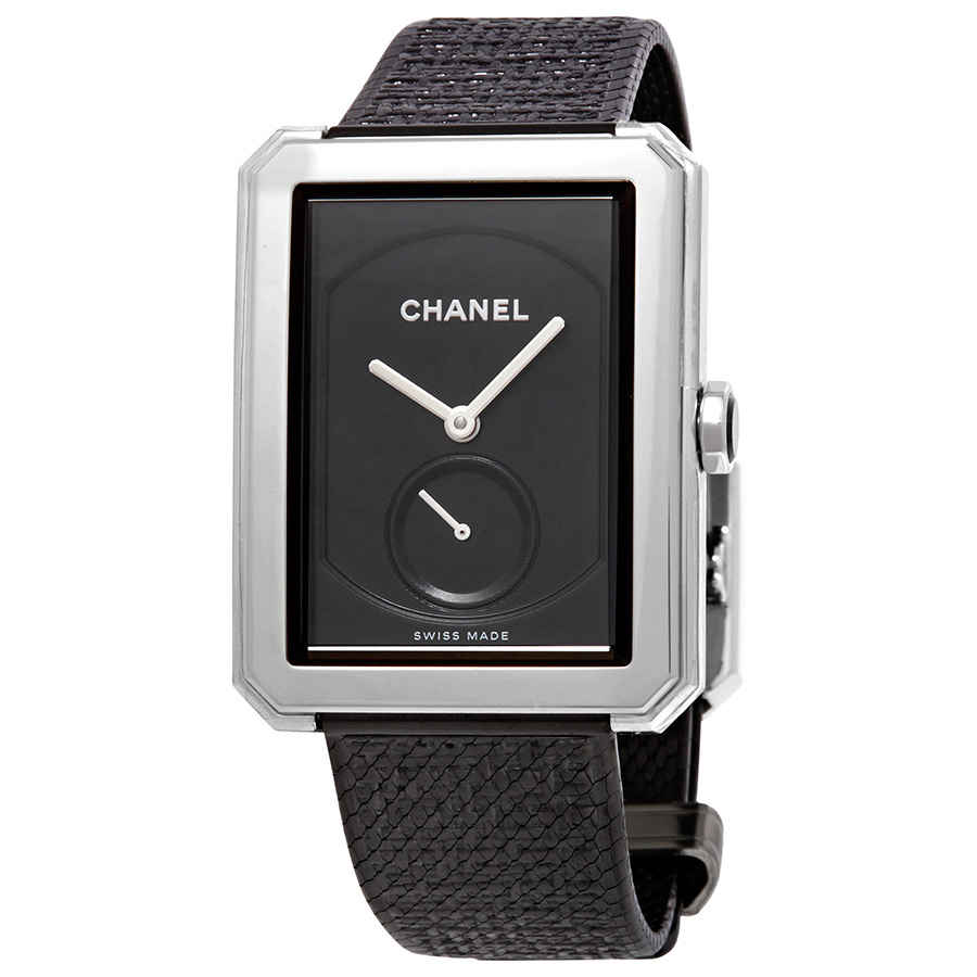 Pre-owned Chanel Boy-friend Black Guilloche Dial Ladies Hand Wound Watch H5201