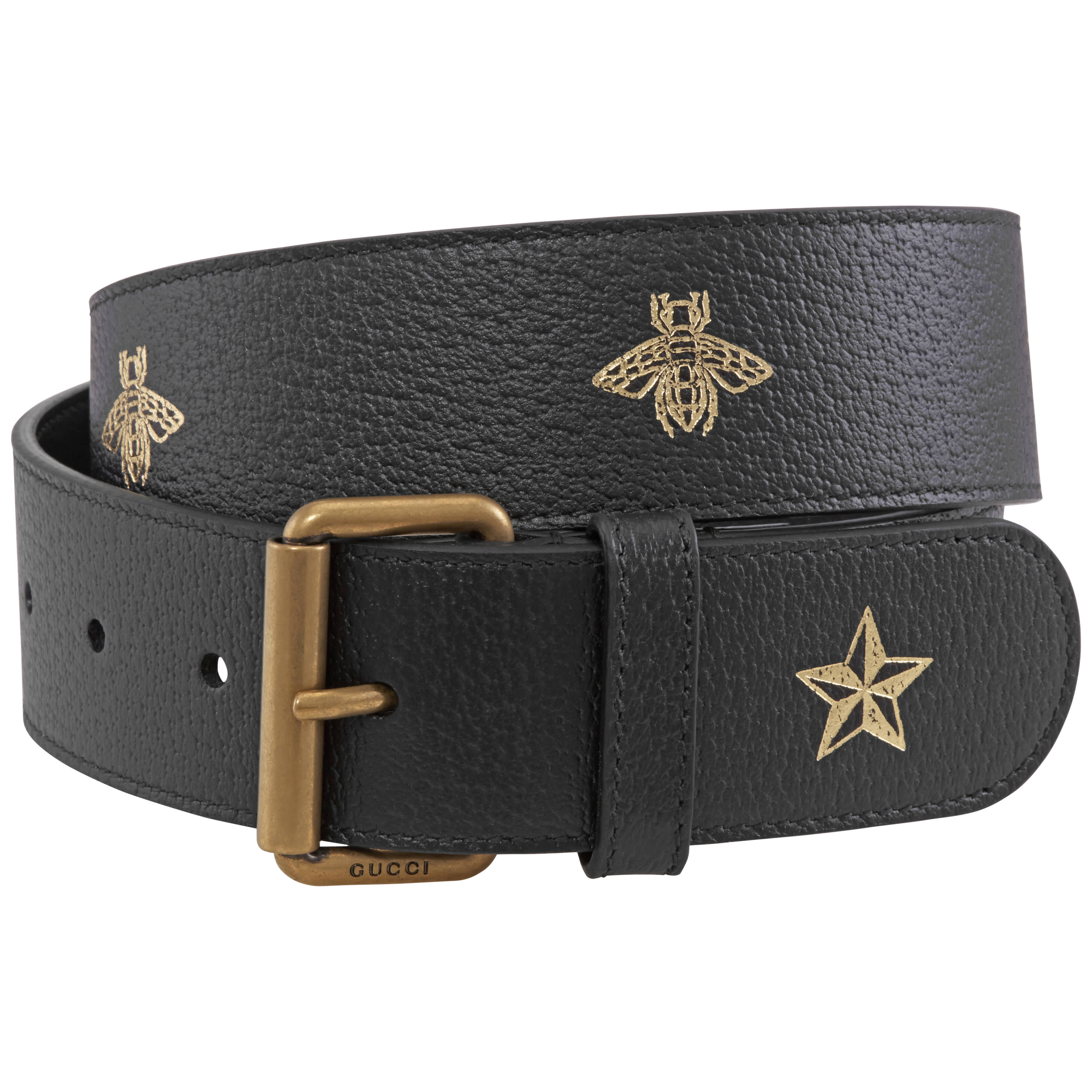 gucci belt with bees and stars print