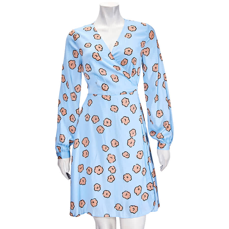 Essentiel Antwerp Essentiel Ladies Pink Renting Wrap Dress In Light Blue